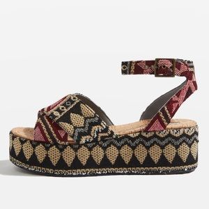 Topshop Embroidered Wedge Sandals